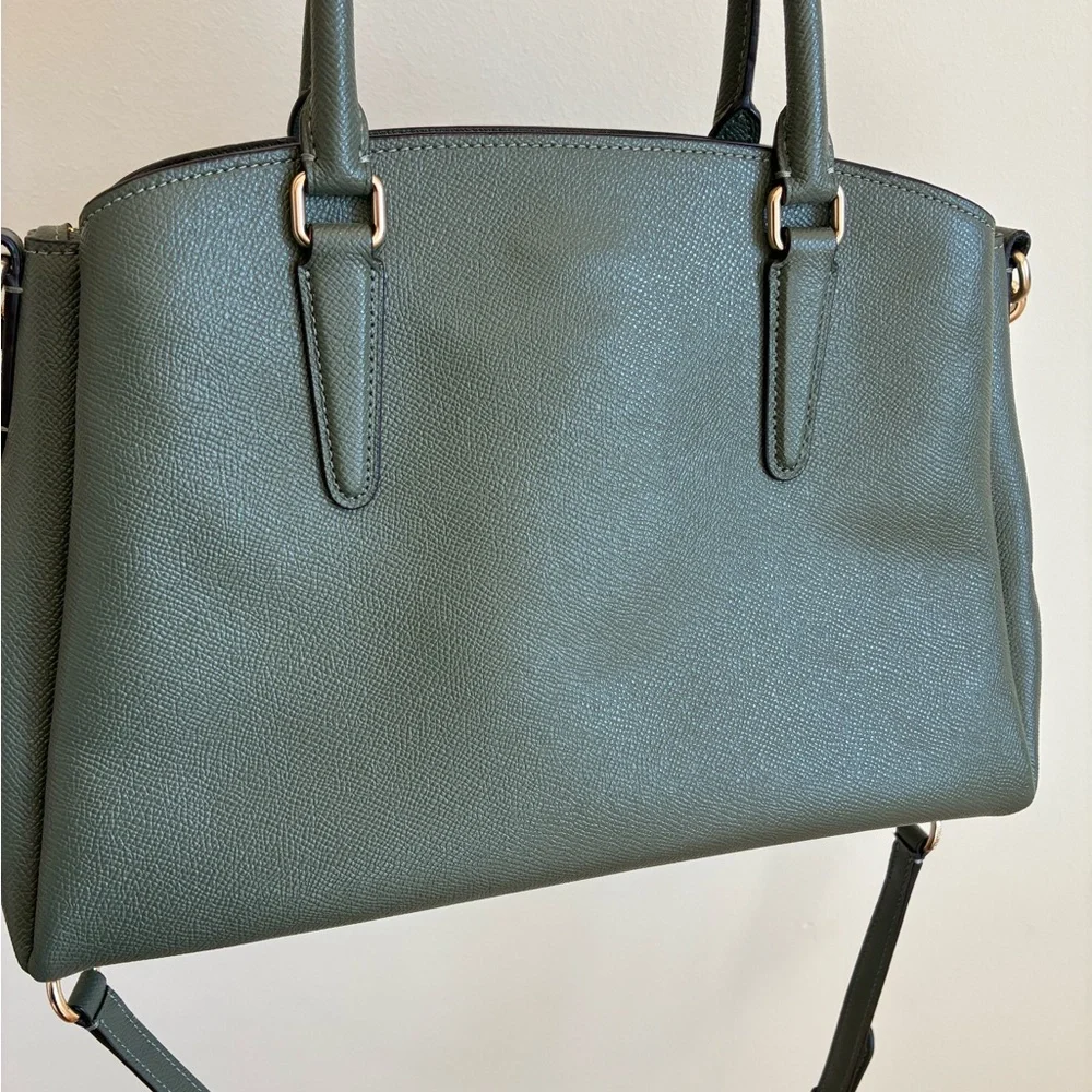 Coach Mini Sage Green Olive Carryall Satchel in Military Green Crossgrain Leathe